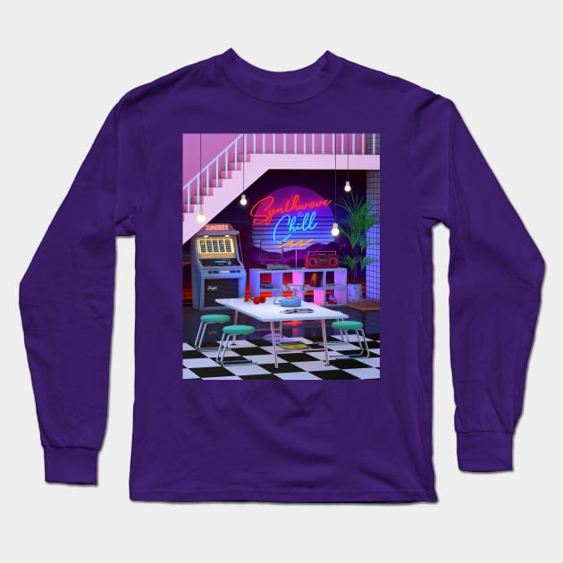 Synthwave And Chill Long Sleeve T-Shirt by dennybusyet